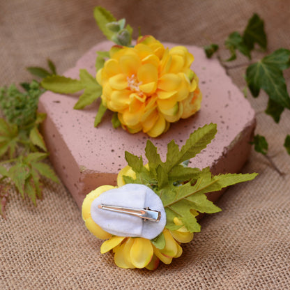 Yellow Marigold Flower Hair Clip